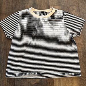 Brandy Melville Black and White Striped Short Sleeve TShirt